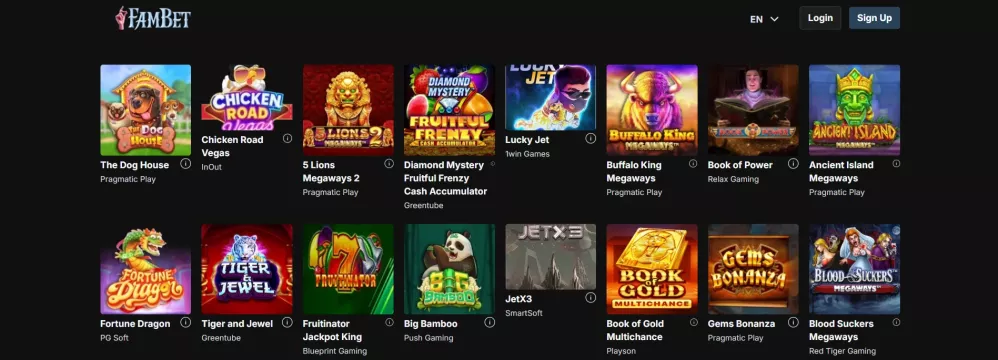 Fambet Casino 350% Bonus bis 2.500 Euro plus 250 Freispiele